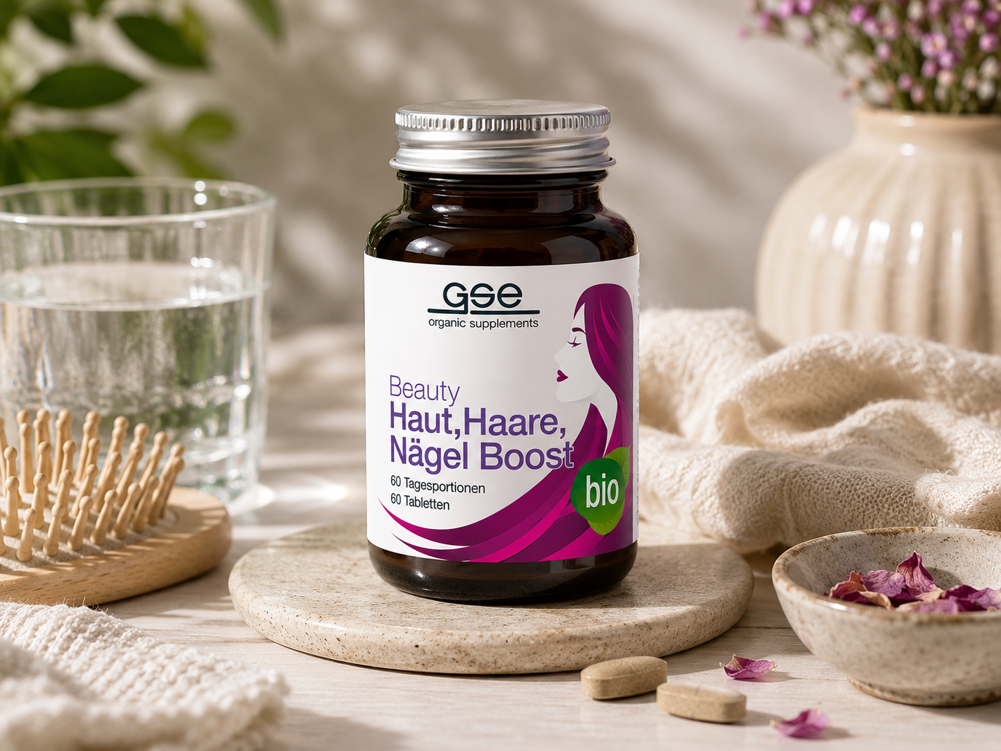 Bezlepkový Beauty Boost na pleť vlasy a nehty BIO veganský 60 tablet - GSE, eshop.celiakarna.cz